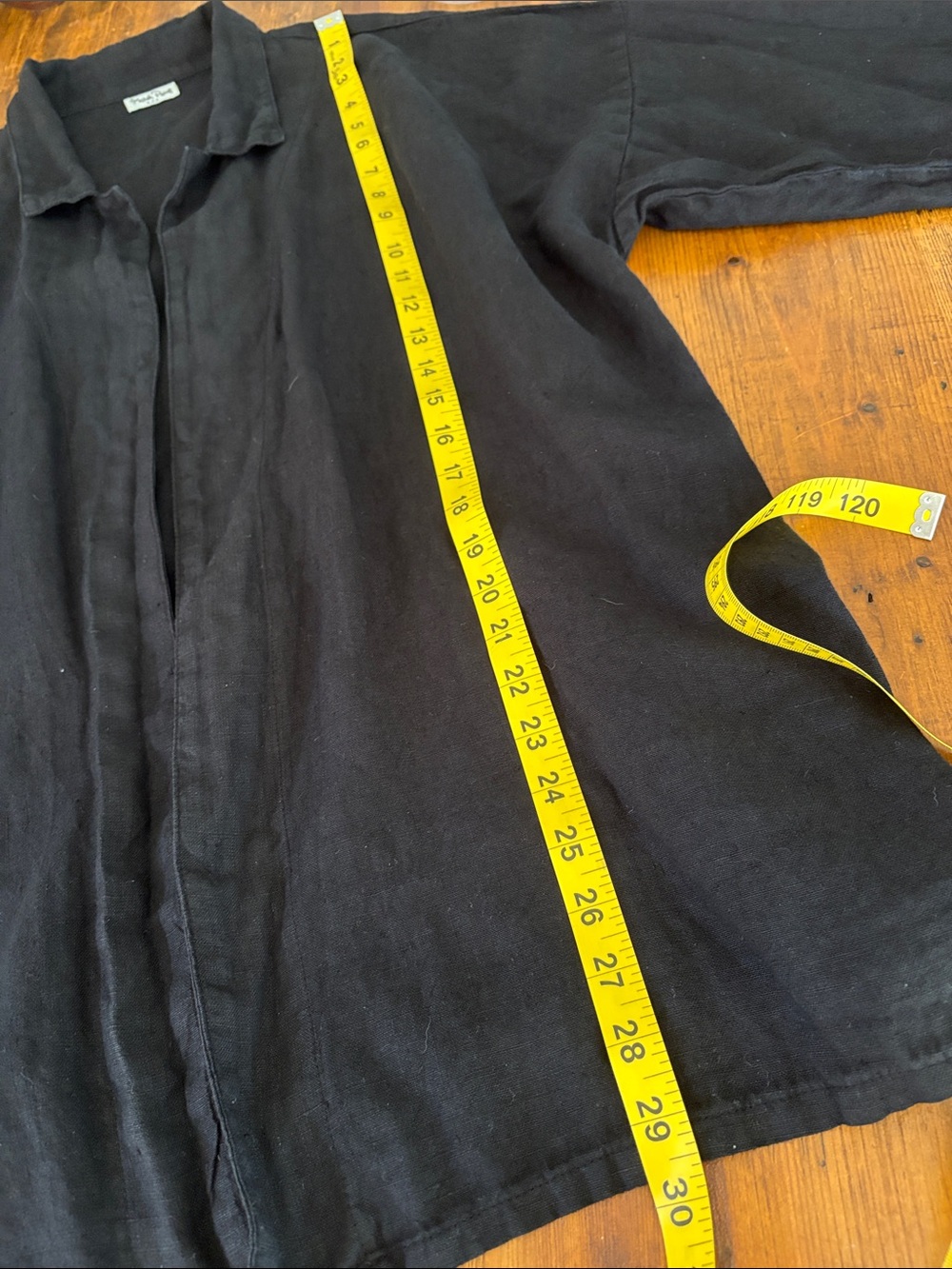 MatchPoint USA Black Linen Open Front Lagenlook Relaxed Jacket Sz L - Picture 9 of 10